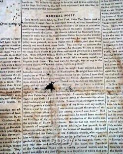 RARE Illustrated CONFEDERATE Civil War with General Braxton Bragg 1862 Newspaper