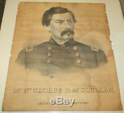 RARE Large Original 1864 Civil War General George McClellan Campaign Poster