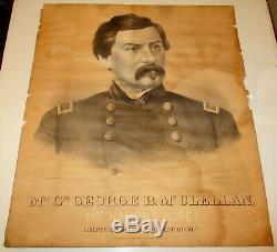 RARE Large Original 1864 Civil War General George McClellan Campaign Poster
