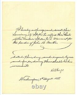 RUTHERFORD B HAYES, US President/Civil War General/Ohio Governor, Autograph 7654