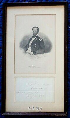Rare Authentic 1874 SIGNATURE of WILLIAM T. SHERMAN Civil War General