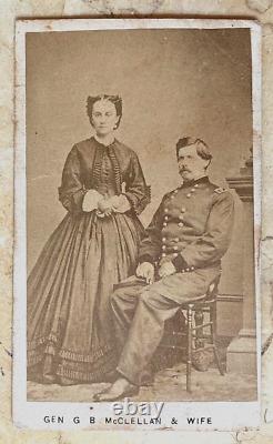 Rare! CIVIL War Union George B. Mcclellan Commanding Gen. + Wife CDV Photo 1861-2