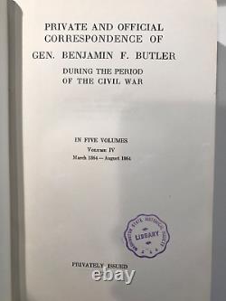 Rare! Civil War, 5 Volumes of General Benjamin F. Butler Correspondence, 1917