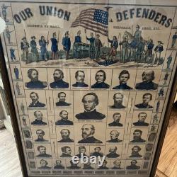 SUPER RARE! Our Union Defenders Original Civil War PRINT Of Union Generals 1862