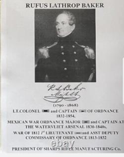 Seminole CIVIL War Of 1812 Brig General Sharps Rifle Pres 1845 2x Signed Letter