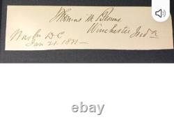 Signed Thomas McLelland Browne IN Civil War General 7th Calvary & 1877 Congress