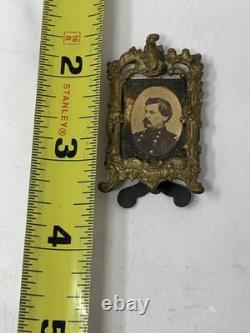 Tiny Antique Civil War Photo Of General George McClellan in Miniature Frame