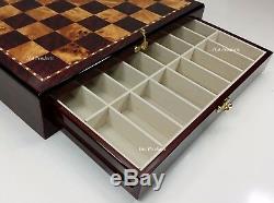 US AMERICAN CIVIL WAR Generals Painted Chess Set 17 Cherry Color STORAGE BOARD