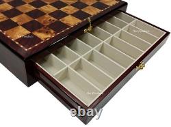 US American Civil War General Queens Chess Set 17 Cherry Color Storage Board