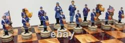 US American Civil War General Queens Chess Set 17 Cherry Color Storage Board