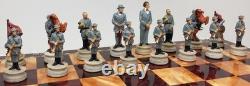 US American Civil War General Queens Chess Set 17 Cherry Color Storage Board