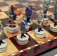 Us American Civil War Generals Painted Chess Set With 18 Cherry Color Board