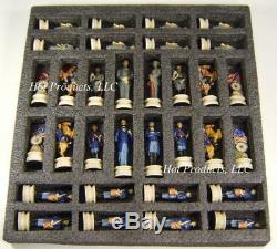 US CIVIL WAR Generals Painted Chess Set With 14 Ebony Black & Maple Wood Board