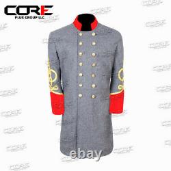 US Civil War CS Artillery General's Double Breast Red Cuff & Collar Frock coat