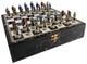 Us Civil War General Qns Chess Set W 17 Black & White Faux Marble Storage Board