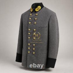 US Civil War Repro CS General Officer Frock Coat Gold Wreath Stars All Sizes