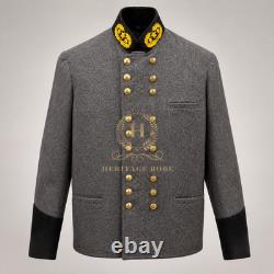 US Civil War Repro CS General Officer Frock Coat Gold Wreath Stars All Sizes