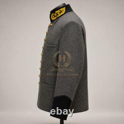 US Civil War Repro CS General Officer Frock Coat Gold Wreath Stars All Sizes