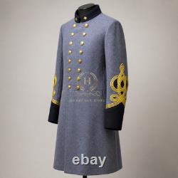 US Civil War Repro CS General Officer Frock Coat Gold Wreath Stars All Szies