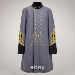 US Civil War Repro CS General Officer Frock Coat Gold Wreath Stars All Szies