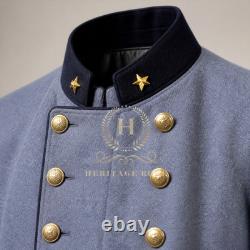 US Civil War Repro CS General Officer Frock Coat Gold Wreath Stars All Szies