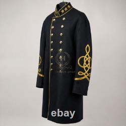 US Civil War Repro Confederate General Frock Coat Yellow Piping Stars All Sizes