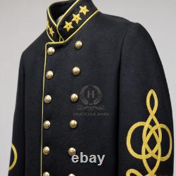 US Civil War Repro Confederate General Frock Coat Yellow Piping Stars All Sizes
