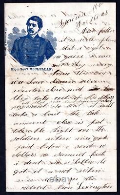 Us 1861 CIVIL War Letter With Image Of Major General Mclellan From A Soldier