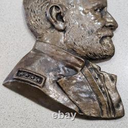 Vintage 18th President General Ulysses S Grant Civil War Portrait Bronze Plaque