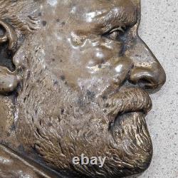 Vintage 18th President General Ulysses S Grant Civil War Portrait Bronze Plaque