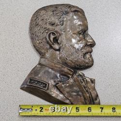 Vintage 18th President General Ulysses S Grant Civil War Portrait Bronze Plaque