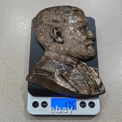 Vintage 18th President General Ulysses S Grant Civil War Portrait Bronze Plaque