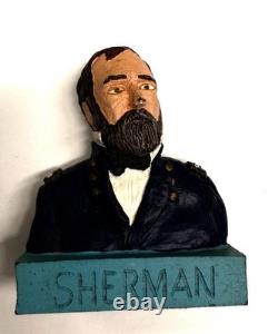 Vintage 1988 Handcrafted Bust General Sherman Civil War by R. Chivas