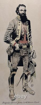 Vintage Civil War General James Stuart Framed Print, Jack Davis Art Decor Gifts