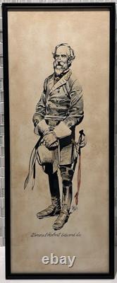 Vintage Civil War General Robert E. Lee Framed Print, Jack Davis Art Decor Gifts