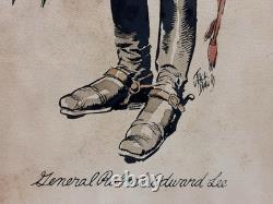 Vintage Civil War General Robert E. Lee Framed Print, Jack Davis Art Decor Gifts