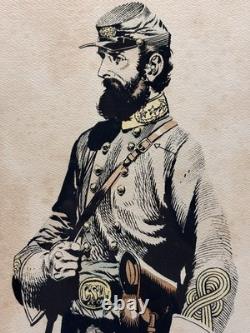 Vintage Civil War General Stonewall Jackson Framed Print, Jack Davis Decor Gifts