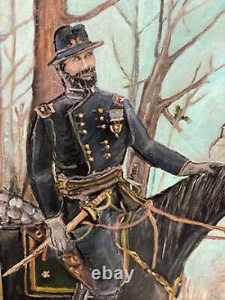 Vintage General Sherman OUTSIDER FOLK ART Large Painting Civil War Atlanta