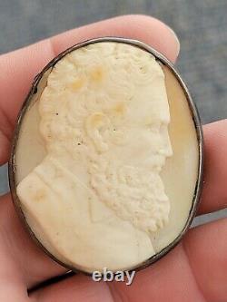 Vintage civil war era carved generals head cameo brooch Political Pin No Clasp
