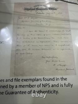 William Knapp Civil War General Signature And Letter. Museum Glass Framed