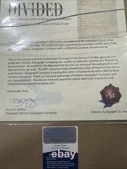 William Knapp Civil War General Signature And Letter. Museum Glass Framed