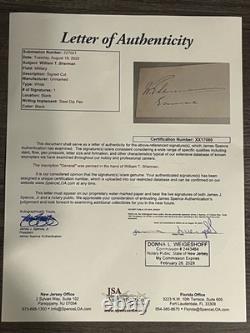 William T. Sherman Civil War General of U. S. Army Signed Cut Auto Framed JSA COA