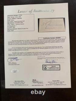 William T Sherman Signed JSA Authentic LOA Framed US Civil War General